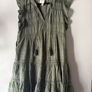 Knox Rose Dress in Olive with Lace Accents